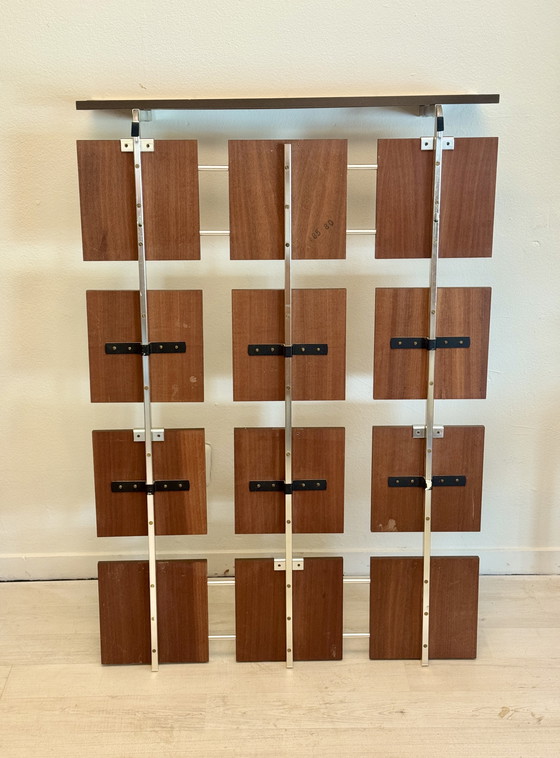 Image 1 of Vintage wall coat rack 1960s teak with chrome