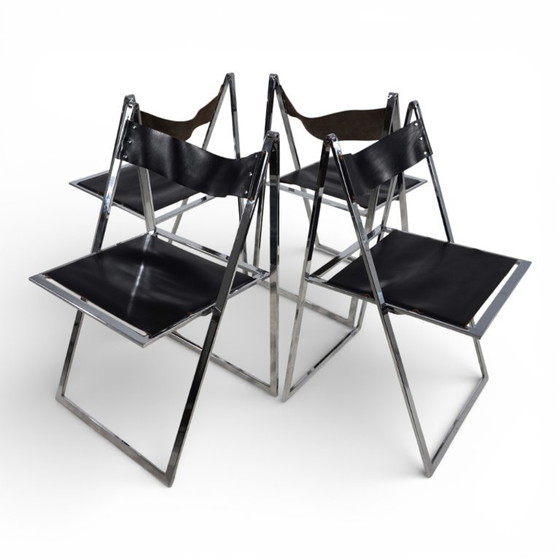 Image 1 of Juego de cuatro sillas de comedor plegables Lübke de Fantoni&Geraci, 1969