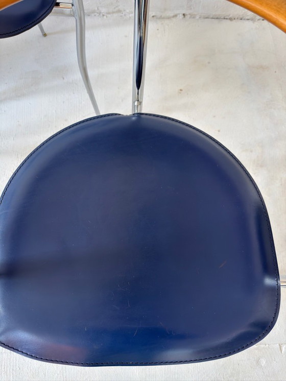 Image 1 of Sillas Stiletto en cuero azul de Arrben con estructura cromada