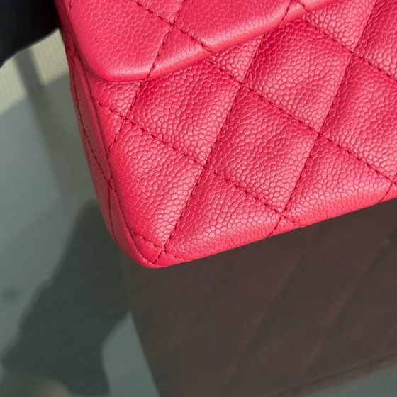 Image 1 of Borsa Chanel Classic Flap Jumbo - Caviar 30cm Single Flap Trapuntata Rosa Rosso Argento Hardware Serie 12