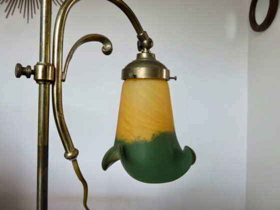 Large Art Nouveau Lamp, Bronze and Marbled Glass, France – A.FRANCE, Table lamps (photo 12 of 13)