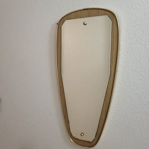 Scandinavian rearview mirror in Formica and beveled glass, 1950-60