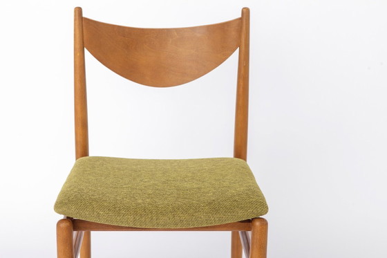 Image 1 of Set of 5 Vintage Dining Chairs, 1960s Germany, Wenzel, Beech Wood, Mid Century Modern, Green Upholstery