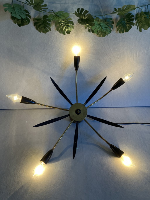 Vintage Spider Sputnik Space Age MCM Jaren 50 Plafondlamp