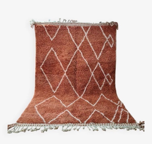 Beni Ouarain Carpet Wool Terracota and Geometric Patterns 300x200cm