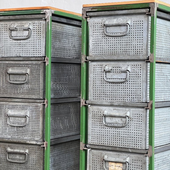 Image 1 of Industrial Steel & Perforated Metal Storage Cabinet / Shoe Rack