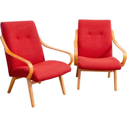 Coppia di poltrone vintage in legno curvato di Jaroslav Šmídek per Jitona, Cecoslovacchia 1960