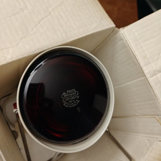 Image 1 of Iconic Philips Infraphil Heat Lamp – 1970s – Complete Set + Extra Bulb + Second Lamp Available 