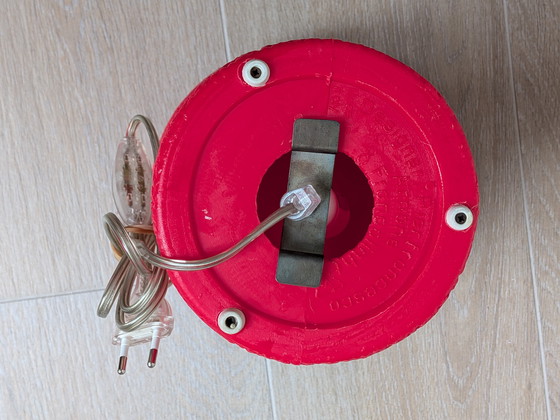 Image 1 of Vintage Francolight 'Petit' Mushroom Lamp - Italian Design - Space Age - 1970s - Red Plastic