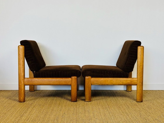 Image 1 of Ensemble de Salon modulable Vintage en Chêne et Velours Côtelé, 1960s, Set de 5