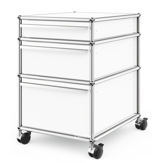 Table USM Haller Advanced + conteneur à roulettes – Prix fixe – Bureaux, Chrome (photo 15 of 18)