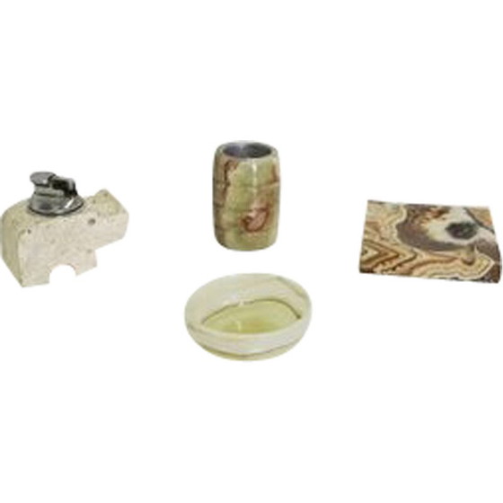 Image 1 of Set of 4 vintage marble and onyx smoking accessories, 1970s