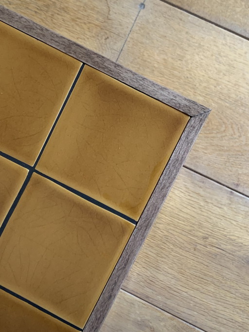 Unique tile table with wooden frame