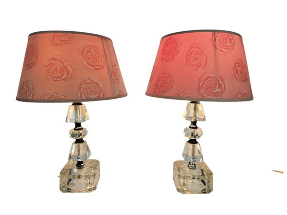 Image 1 of Lámparas de mesa estilo Hollywood Regency - Importadas - Cristal de plomo tallado a mano - (2) - Década de 1960
