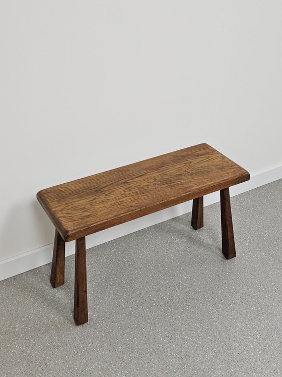 Sgabello brutalista vintage tavolino da piante tavolino, Sgabelli, Legno, Marrone (foto 3 di 7)