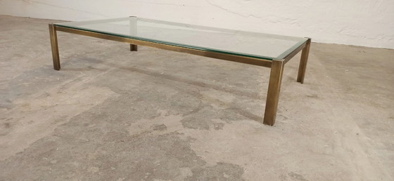 Image 1 of Vintage glass and brass coloured frame coffee table 