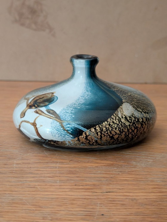 Image 1 of Vaso in vetro soffiato multistrato con inclusioni d'oro, laboratorio di Biot, firmato JM OPERTO