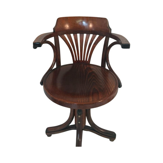 Image 1 of Thonet (Attr.) - Kapitänsstuhl aus gebogenem Holz - auf schwenkbarem Fuß montiert