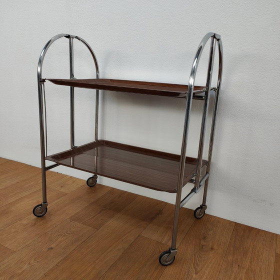 Image 1 of Vintage barcart drankkar trolley butlerwagen serveerwagen. Inklapbaar