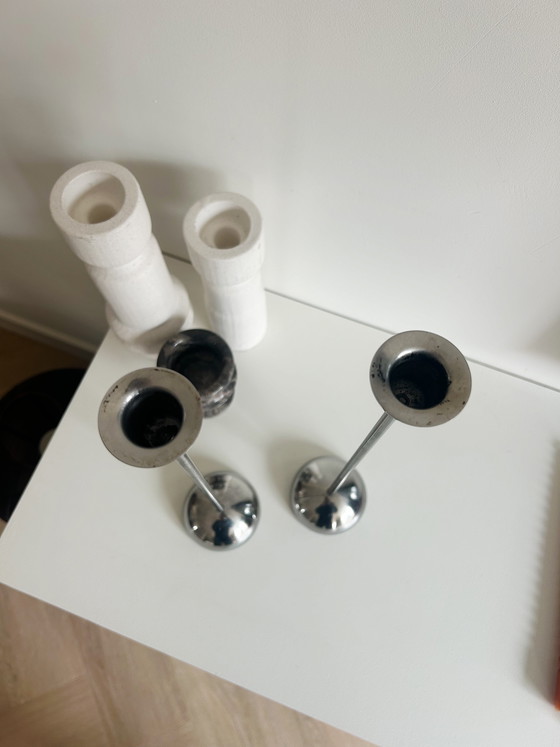 Image 1 of Set di 2 candelabri vintage IKEA della collezione Stockholm, disegnati da Ola Wihlborg negli anni '80.