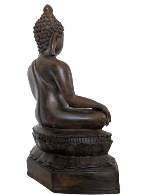 Grande Buddha Thai in Bronzo – Bhumisparsha Mudra – Stile Ayutthaya – 40 cm (8 kg) – Sculture, Bronze (photo 6 of 10)