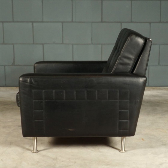 Fauteuil vintage en cuir noir des années 1970 – Leather, Metal (photo 8 of 13)