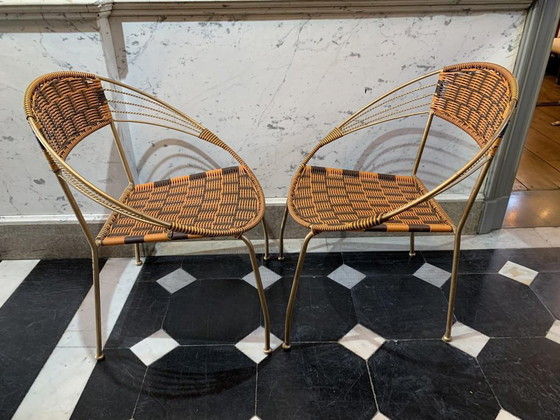 Vintage Italian Garden Patio Scoubidou Armchairs, 1950s, Set of 6 – Plastic, Iron, Italian Design (photo 17 of 18)