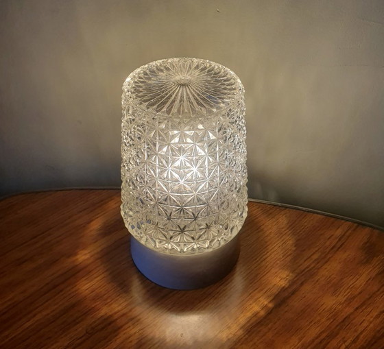 Image 1 of Vintage ceiling lamp clear glass - Facet glass in cylindrical shape