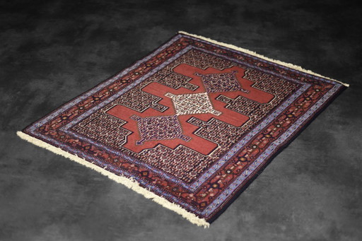 Vintage Hand-Woven Middle Eastern Oriental Senneh Rug, 1960s