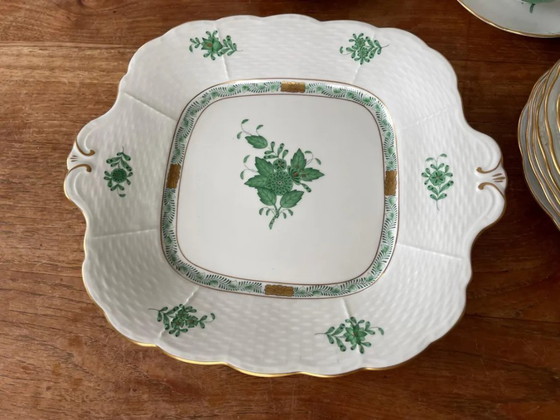 Image 1 of Gorgeous Herend Hungary Apponyi Chinese Bouquet Green Complete Dinner, Breakfast and Tea/Coffee Service Set – 6 Place Settings