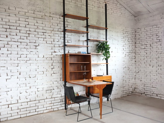Image 1 of Mid-Century modular bookcase with fold-down Desk