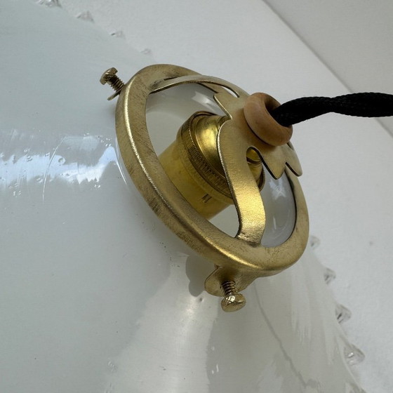 Image 1 of Lampada a sospensione antica in opalino intrecciato vintage da 26 cm