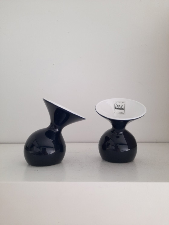 Image 1 of Cute Set of 2 Dark Blue Lulu Vases Asa Selection Germany