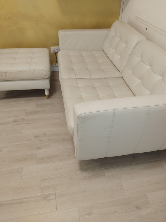 Image 1 of IKEA faux leather sofa and pouf