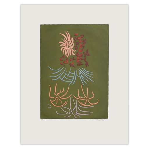 Eau-forte signée Jacques Herold Fleurs 1974 – lithos zeefdrukken, Paper