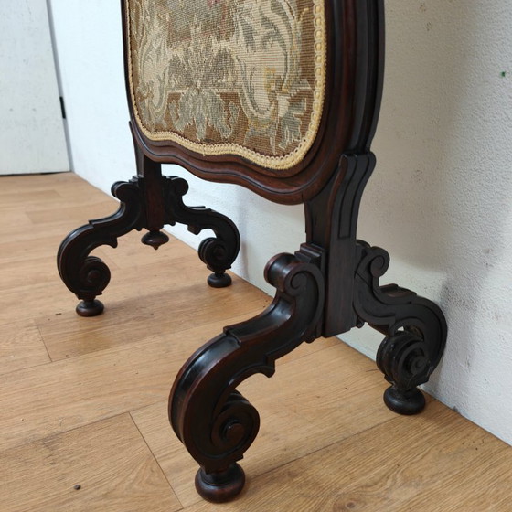 Image 1 of Antique Victorian Gobelin Fireplace Screen Walnut