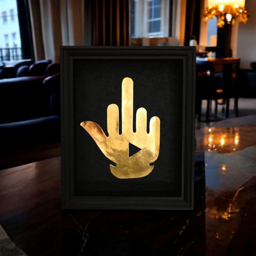 Middelvinger YouTube Kunstwerk 23kt Goud Verguld in Lijst 1 Million F*ck You's
