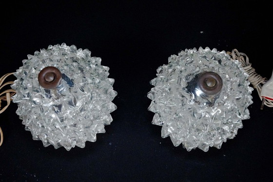 Image 1 of Par de lámparas de mesa italianas de cristal de Murano "Rostrato" de Ercole Barovier, década de 1940