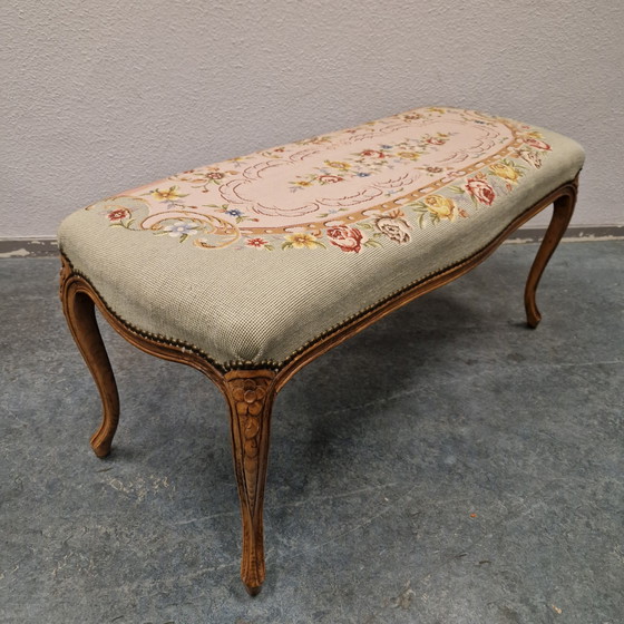Image 1 of Louis XV boudoir bench Antique needlepoint
