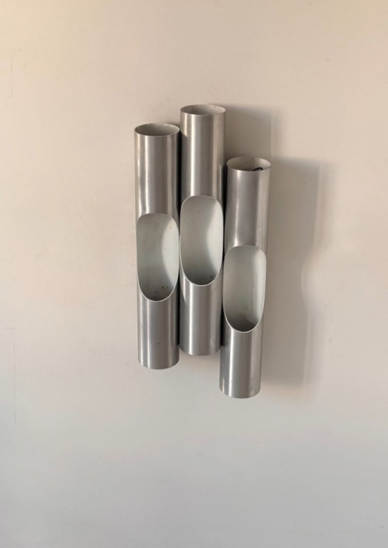 Set van 3 Vintage Fuga Wandlampen van Raak, Geborsteld Aluminium, Nederland 1970 – Metal (photo 7 of 7)