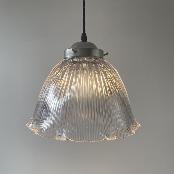 Image 1 of Antieke Vintage 25,5 cm Holofaan glazen hanglamp