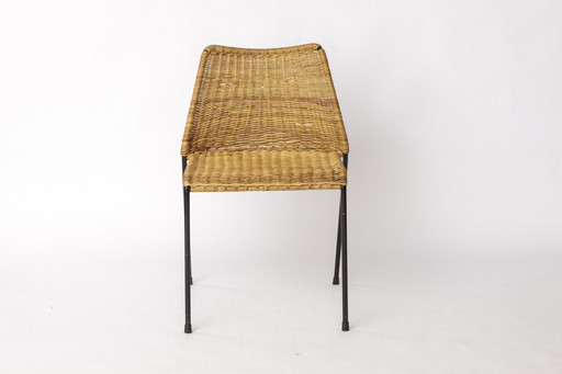 Pizzeria-Stuhl von Herbert Hirche für Wilde + Spieth, Deutschland, 1957 - Rattan & Stahlgestell