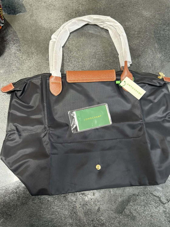 Image 1 of Authentic Longchamp Le Pliage Large Tote Bag Black Brown Nylon Leather