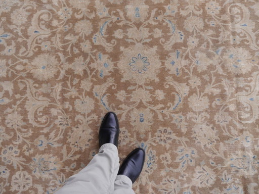 Vintage Teppich Ziegler Täbriz Braun Blau 400 x 276 cm Wohnzimmer Esszimmer