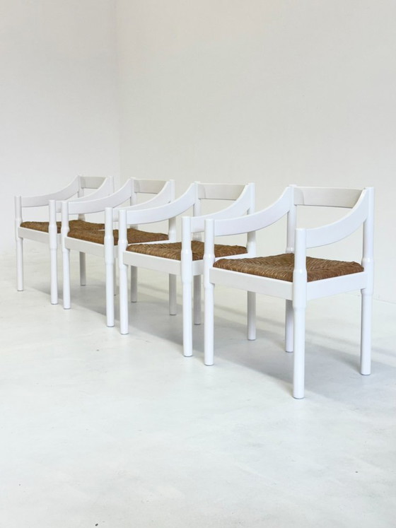 Image 1 of Set of two Carimate chairs by Vico Magistretti in white