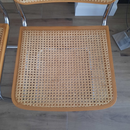 2 Marcel Breuer Stoelen – eetkamerstoelen, Metal, Rattan (photo 2 of 6)