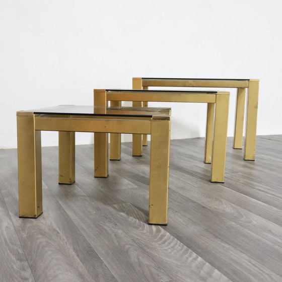 Image 1 of Tris tavolini ottone Hollywood Regency 1970 Design Modernariato