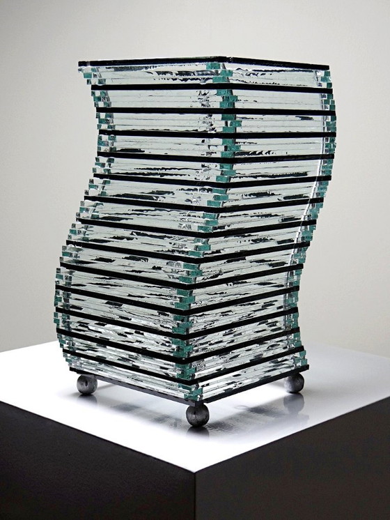 Image 1 of Corps de lampe sculpturale design "Stacked Glass" vintage 75-85's moderniste