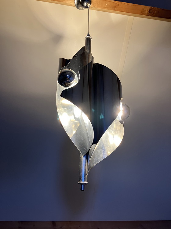 Image 1 of Vintage Jaren 60 Space Age Chromen Hanglamp