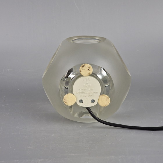 Image 1 of A Vintage Peill & Putzler Table Lamp: Hexagon/Square Lamp Of Clear Glass, Germany 1970s